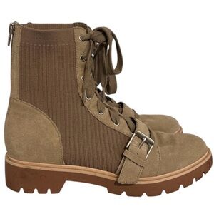 DV8 by Dolce Vita Tan Lace-Up Combat Boots with Buckle Accent 8.5